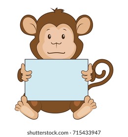cute monkey with banner character icon