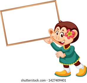 Cute monkey with banner illustration