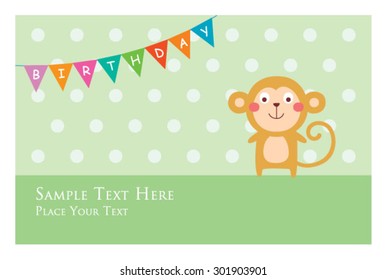 cute monkey birthday invitation card