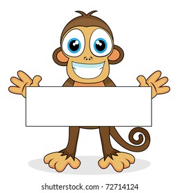 cute monkey with blank sign