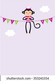 cute monkey boy card