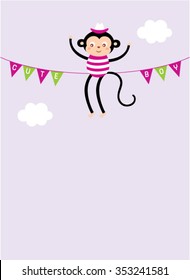 cute monkey boy card