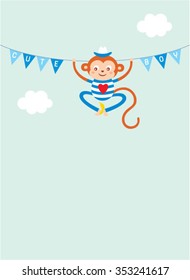 cute monkey boy card
