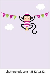 cute monkey boy card