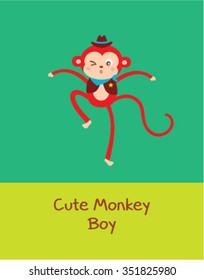 cute monkey boy vector