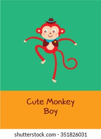 cute monkey boy vector