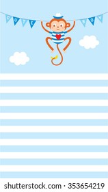 cute monkey boy vector