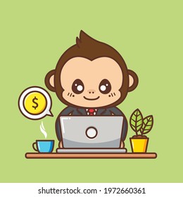 cute monkey business concept illustration
