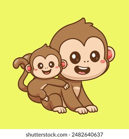 Nette Affe tragend Baby Affe Cartoon Vektorgrafik Icon Illustration. Animal Natur Icon Concept Isolated Premium Vektorgrafik. Flacher Zeichentrickstil