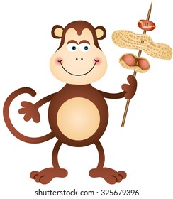 Cute monkey carrying peanuts