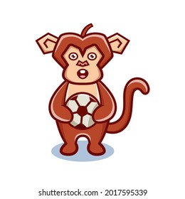 cute monkey cartoon animal holding a ball