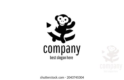 Cute Monkey Cartoon Back To School Riding With Pencil Vector Illustration Character Cartoon