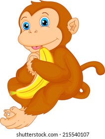 cute monkey cartoon with banana