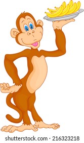 cute monkey cartoon with banana