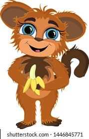
cute monkey cartoon with banana vector graphics