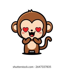 Cute Monkey Cartoon Character Amazed