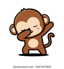 Bonito Monkey Cartoon Personagem Dabbing