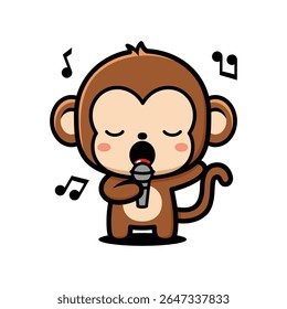 Cute Monkey Cartoon Character Singing