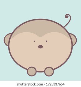 Cute monkey cartoon character vector isolated on light blue background