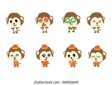 Cute monkey cartoon for chinese new year and animation