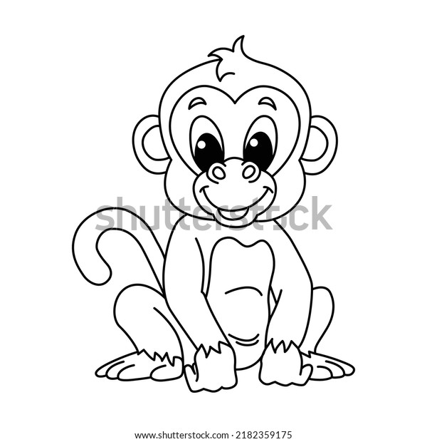 Cute Monkey Cartoon Coloring Page Illustration Stock Vector (Royalty ...