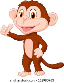 Cute monkey cartoon giving thumb up