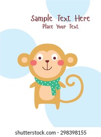 cute monkey cartoon greeting card