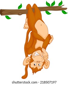cute monkey cartoon hanging