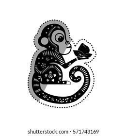 Cute monkey cartoon icon vector  illustration  graphic design