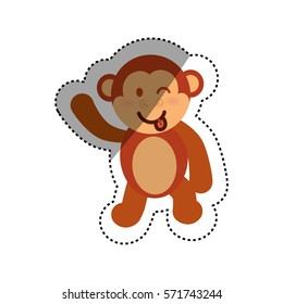 Cute monkey cartoon icon vector  illustration  graphic design