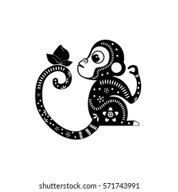 Cute monkey cartoon icon vector  illustration  graphic design