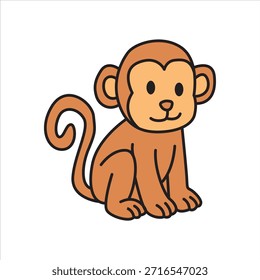 Ilustração de Desenho Animado de Macaco Bonito. Vetor Premium Isolado de Conceito. Estilo de Desenho Animado Plano