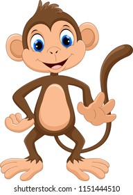 Cute monkey cartoon isolated on white background