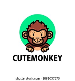 cute monkey cartoon logo vector icon illustration