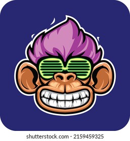 Cute monkey cartoon logo vector