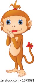 cute monkey cartoon on a white background