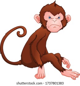 cute monkey cartoon on a white background