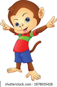 cute monkey cartoon on a white background