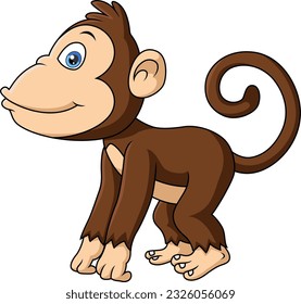Cute monkey cartoon on white background