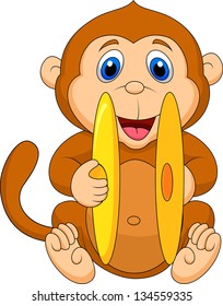 Cute Monkey Cartoon Playing Cymbal