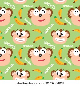 Cute monkey cartoon seamless pattern