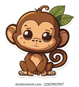 mono lindo, dibujos animados, vector de pegatinas