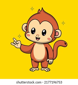 Cute Monkey Cartoon With Swag. Cartoon Vector Icon Illustration