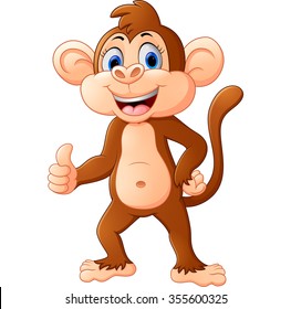 Cute monkey cartoon with thumb up