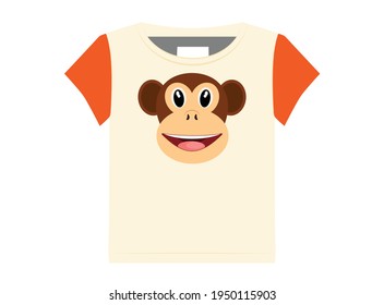 Cute-Affen-Cartoon-T-Shirt-Design für Kinder, Vektorgrafik