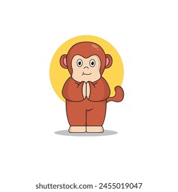 cute monkey cartoon vector icon illustration.animal icon illustration. flat style concept cute