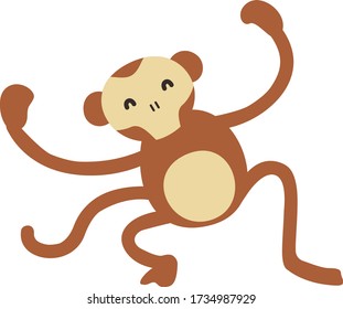 Cute Monkey Cartoon, Vector illustration Monkey on a white background. Drawing for children