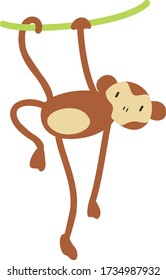 Cute Monkey Cartoon, Vector illustration Monkey on a white background. Drawing for children