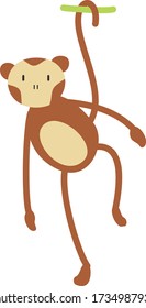 Cute Monkey Cartoon, Vector illustration Monkey on a white background. Drawing for children