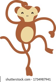 Cute Monkey Cartoon, Vector illustration Monkey on a white background. Drawing for children